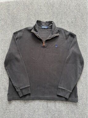 Polo Ralph Lauren 1/4 Zip Sweatshirt Men LGE Black Classic Preppy Golf Heritage